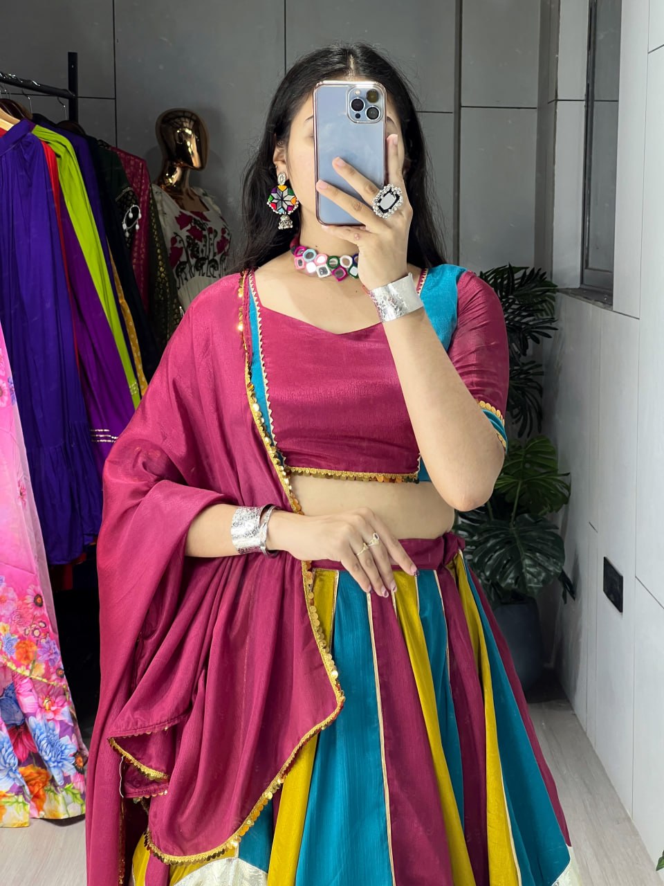 Designer Chinon Lehenga Choli for Women | Fully Stitched Multicolor Wedding & Festive Lehenga Set with Dupatta