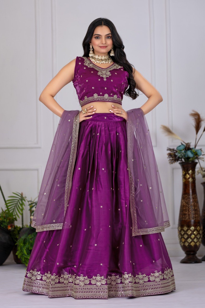 Royal Orchid Purple Jimmy Choo Lehenga Choli with Net Dupatta
