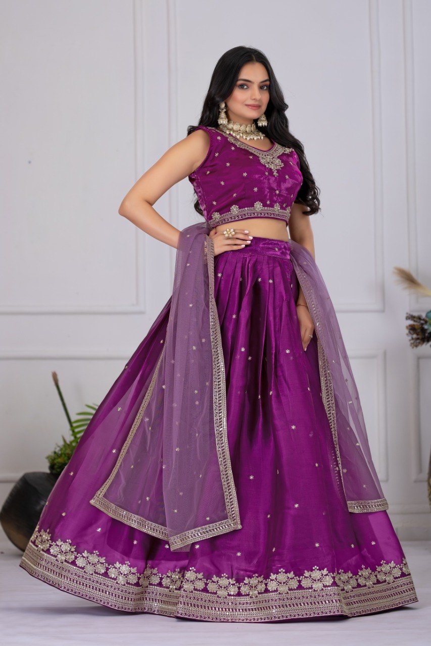 Royal Orchid Purple Jimmy Choo Lehenga Choli with Net Dupatta
