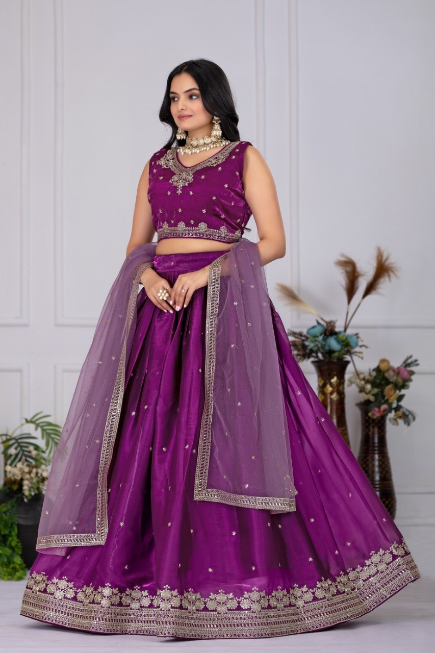 Royal Orchid Purple Jimmy Choo Lehenga Choli with Net Dupatta
