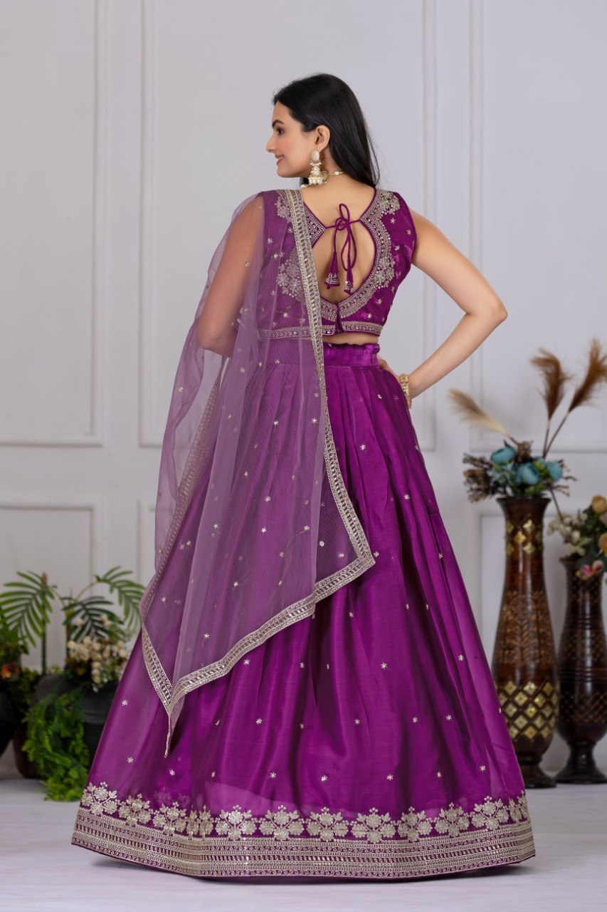 Royal Orchid Purple Jimmy Choo Lehenga Choli with Net Dupatta