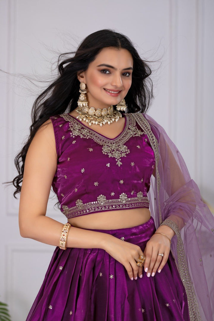 Royal Orchid Purple Jimmy Choo Lehenga Choli with Net Dupatta