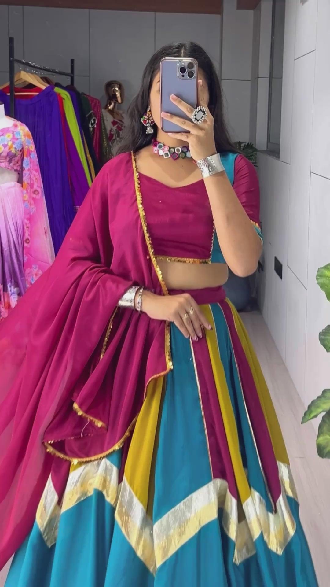 Designer Chinon Lehenga Choli for Women | Fully Stitched Multicolor Wedding & Festive Lehenga Set with Dupatta