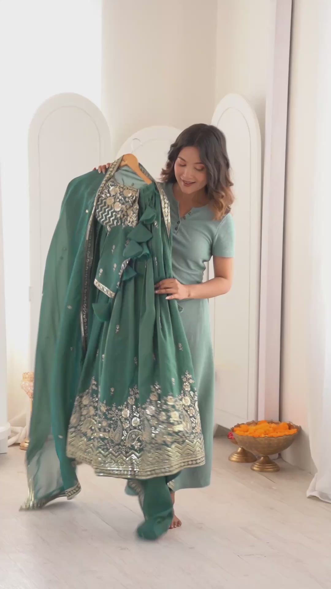 Sea Green Tussar Silk Lehenga Choli with Designer Dupatta | Festive & Wedding Wear
