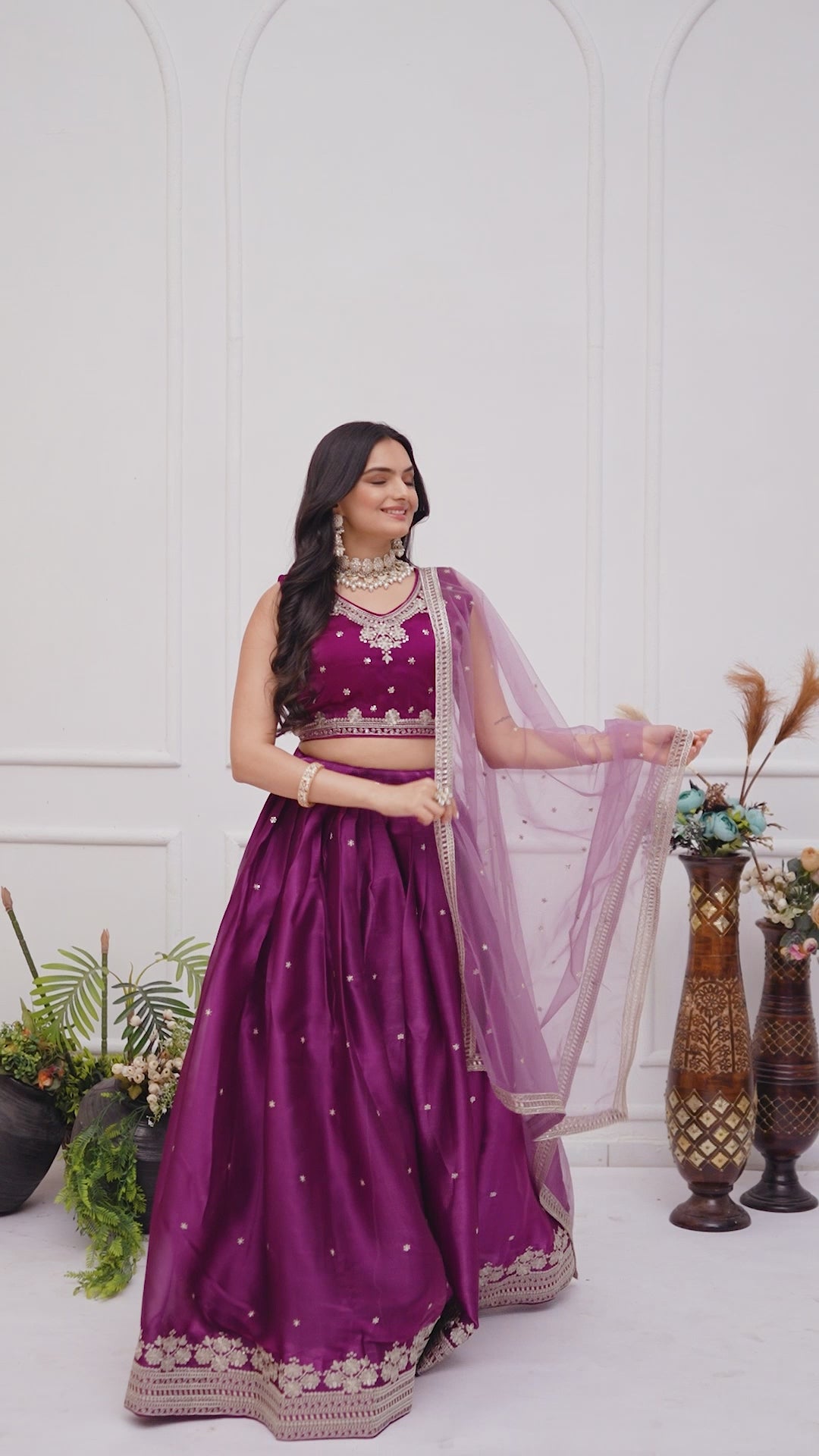 Royal Orchid Purple Jimmy Choo Lehenga Choli with Net Dupatta